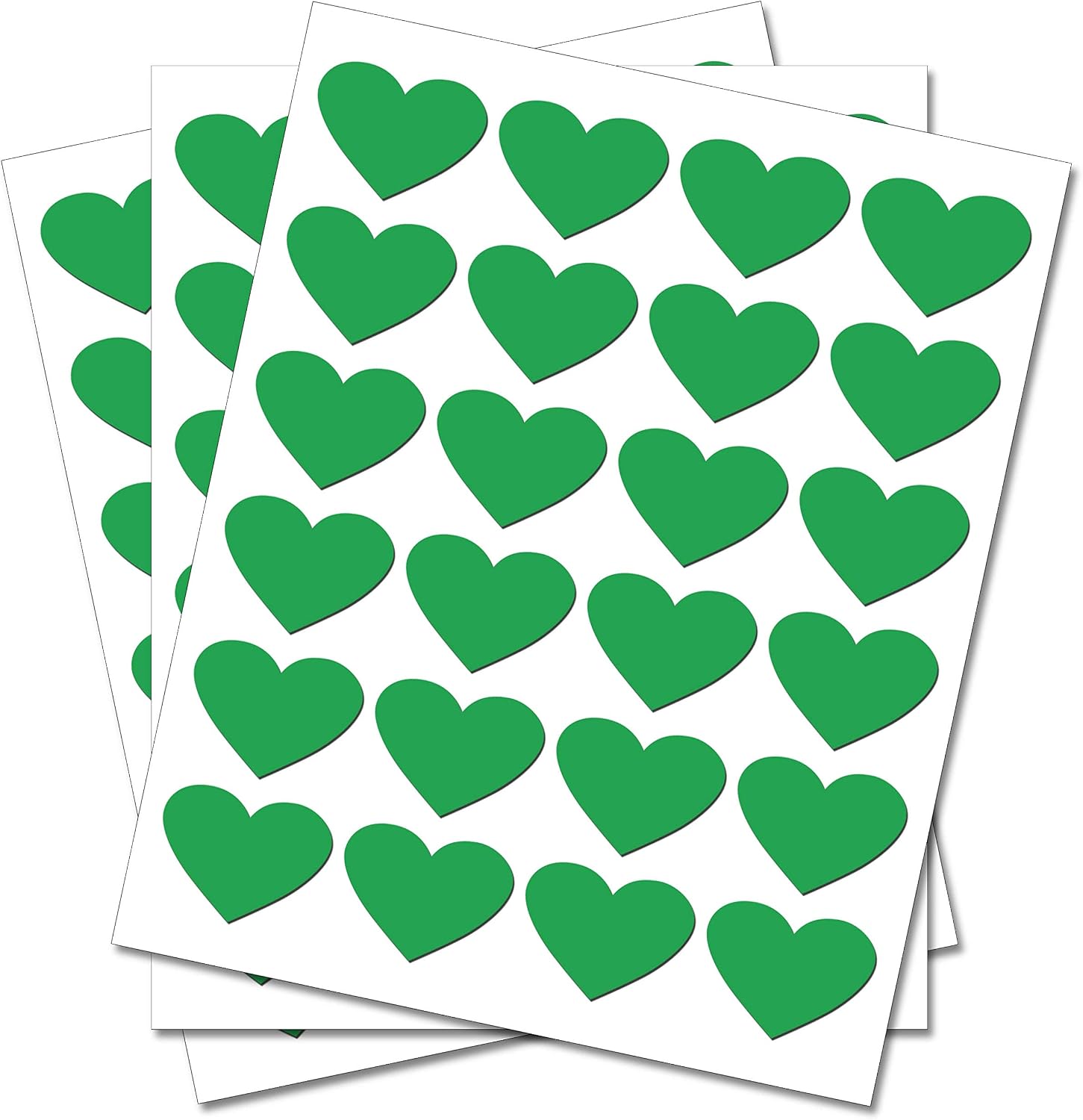 100 Green Hearts - Removable Self Adhesive Waterproof Durable Vinyl Stickers - Digitally Cut to The Sticker Shape - Size 50mm