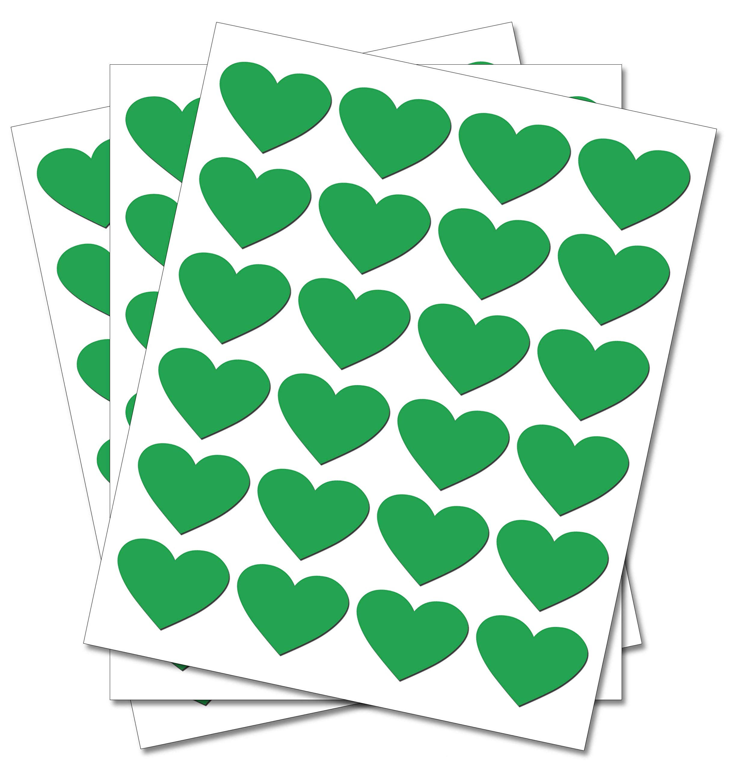 100 Green Hearts - Removable Self Adhesive Waterproof Durable Vinyl Stickers - Digitally Cut to The Sticker Shape - Size 50mm