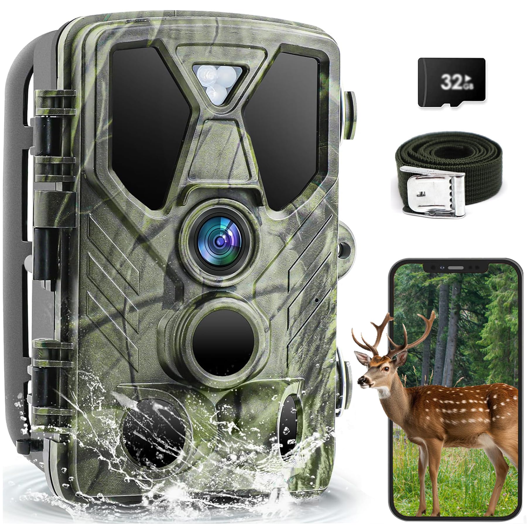 Findn Wildlife Camera 4K 36MP HD Trail Camera with 940nm Night Vision 0.2s Motion Activated Waterproof, Gardens Camera with 32GB SD Card for Outdoor Hunting Bird Watching Nature Scouting