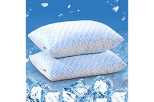 Puredown® Cooling Shredded Memory Foam Pillows Standard Size 2 Pack, Adjustable Firm Bed Pillows for Side Back Stomach Sleepe