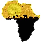 Africa Safari Wakanda 5.5" Embroidered Patch DIY Iron-on or Sew-on Decorative Vacation Travel Souvenir Applique Explore Wander Nature Wildlife Series Wildlife Hike Trek Camping National Park Scout