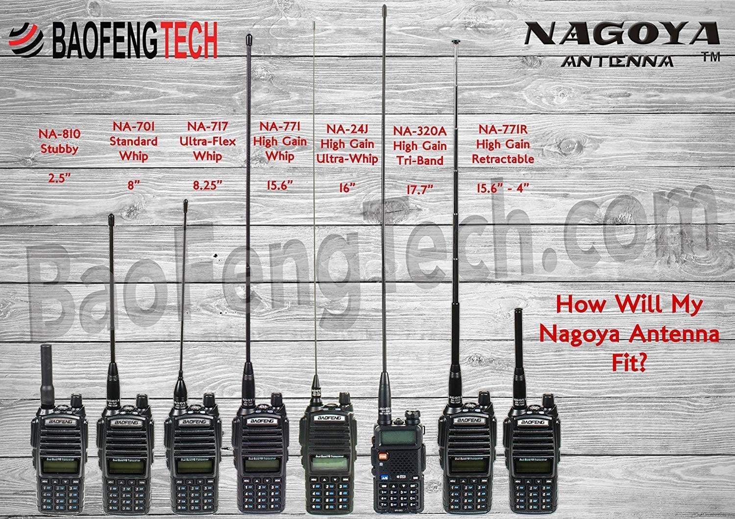 Authentic Genuine Nagoya NA-771 15.6-Inch Whip VHF/UHF (144/430Mhz) Antenna SMA-Female for BTECH and BaoFeng Radios: Electronics