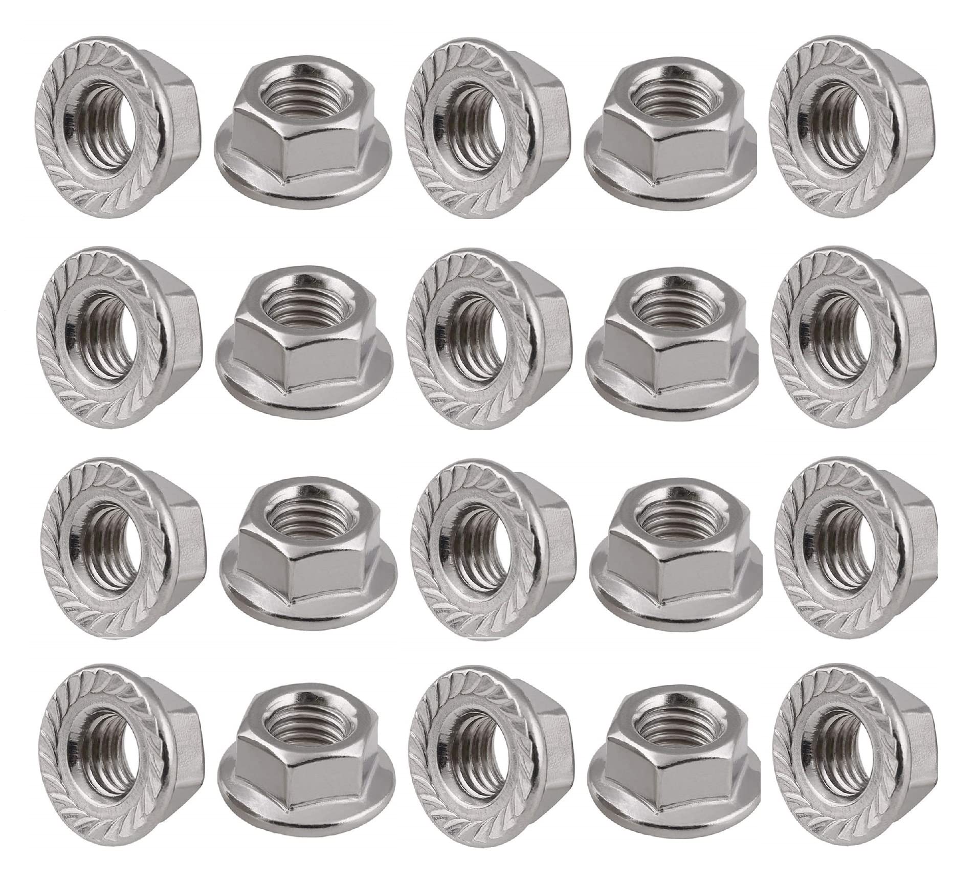 TERF® M10 Serrated Flange Hex Nut M10 (10mm) Hexagonal Serrated Flanged Steel Nuts - Pack of 20