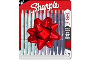 Sharpie S-Gel, Gel Pens, Medium Point (0.7mm), Assorted Fashion Barrels, Black Ink, 12 Count - Office, Teacher, School Supplies