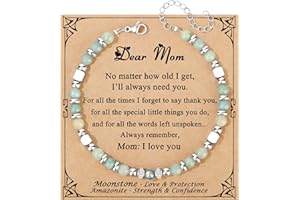 JoycuFF 𝗚𝗶𝗳𝘁𝘀 𝗳𝗼𝗿 𝗪𝗼𝗺𝗲𝗻 𝗠𝗼𝗼𝗻𝘀𝘁𝗼𝗻𝗲 𝗕𝗿𝗮𝗰𝗲𝗹𝗲𝘁 Amazonite Colorful Imperial Jasper Stainless Steel Beads Bracelets, Valentines Mothers Day Birthday Christmas Graduation Gifts