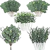 Crowye 90 Pcs 4 Kinds Mixed Artificial Floral Greenery Eucalyptus Leaves Stems Silver Dollar Leaves Spray Fake Plants for Wedding Vase Floral Bouquet Centerpieces Flowers Arrangement Decor