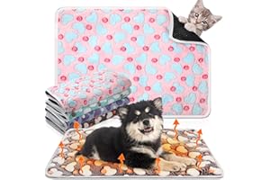 Clysee 4 Pack Self Heating Cat Bed Cat Self Warming Pad with Removable Cover Extra Warm Thermal Pet Pad Washable Pet Crate Mat Anti Slip Kennel for Indoor Outdoor Pets(Heart,20 x 28 Inches)