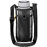 uxcell Water Bottle Holder with Shoulder Strap, Mesh Water Bottle Sleeve Bag, Crossbody Bottles Carrier Sling Pouch for Hiking Gym Camping Walking Travel, Black