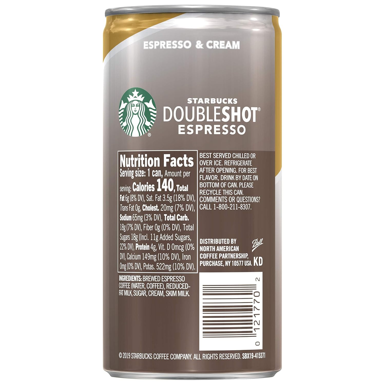 Starbucks Doubleshot, Espresso + Cream, 6.5 Ounce, 12 Pack : Energy Drinks : Grocery & Gourmet Food