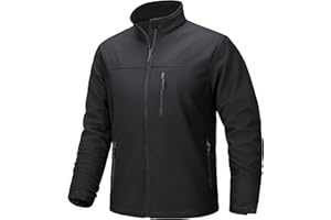 TACVASEN Men's Lightweight Softshell Jacket Fleece Lined Waterproof Tactical Rain Zip Up Winter Coat Windbreaker Casual