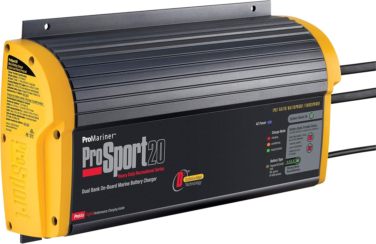 Promariner 43020 Battery Charger Prosport 20 Amp - 2 Bank: Automotive