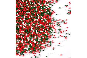 YUMMIGLEE Christmas Nonpareils Sprinkles - 4.6oz - Red, Green & White Confetti for Dessert Decorating - Holiday Baking Toppings for Gingerbread, Cupcakes, Cookies, Cake Pops, Ice Creams