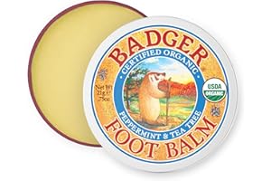 Badger Foot Balm, 100% Organic Foot Cream for Dry Cracked Heels and Feet, Fast Acting Foot Care for Women & Men, All-Natural Cracked Heel Treatment, .75 oz Tin