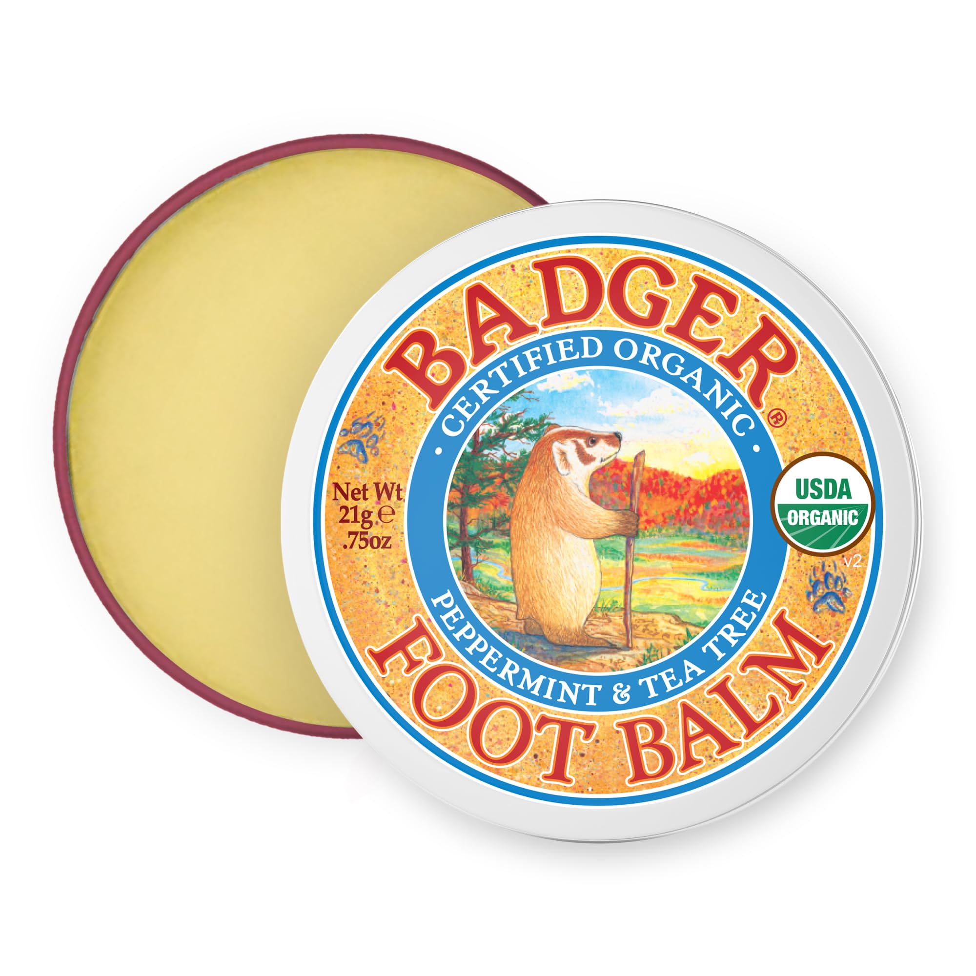 Badger Foot Balm | Balm with Olive, Castor Oil, and Beeswax for Dry Cracked Heels | Soothes & Softens Callused Skin