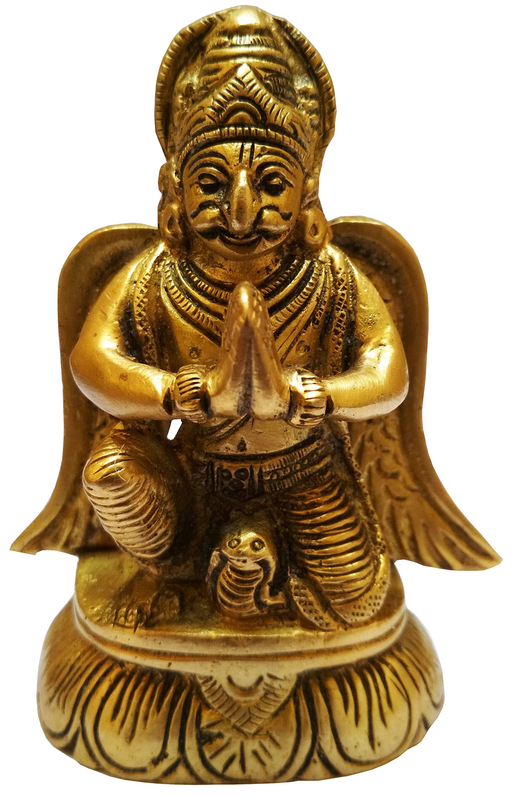 Purpledip Brass Statue Garuda (Tarkshya or Vynateya): King of Birds & Mount of Lord Vishnu (11574)