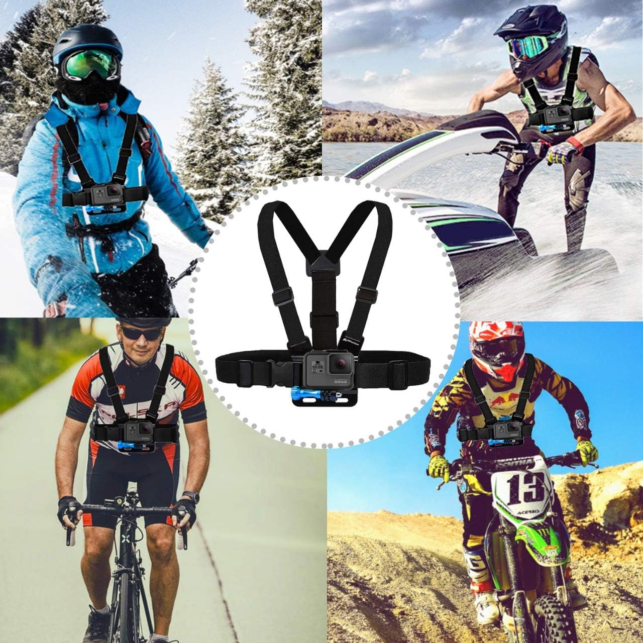 MiPremium Chest Mount Harness Compatible with GoPro Hero 13 12 11 10 9 8 7 6 5 4 3 Fusion Session Black Silver & Other Sports Cameras Adjustable Body Strap + Jhook & Aluminum Thumbscrew Accessory - Image 5
