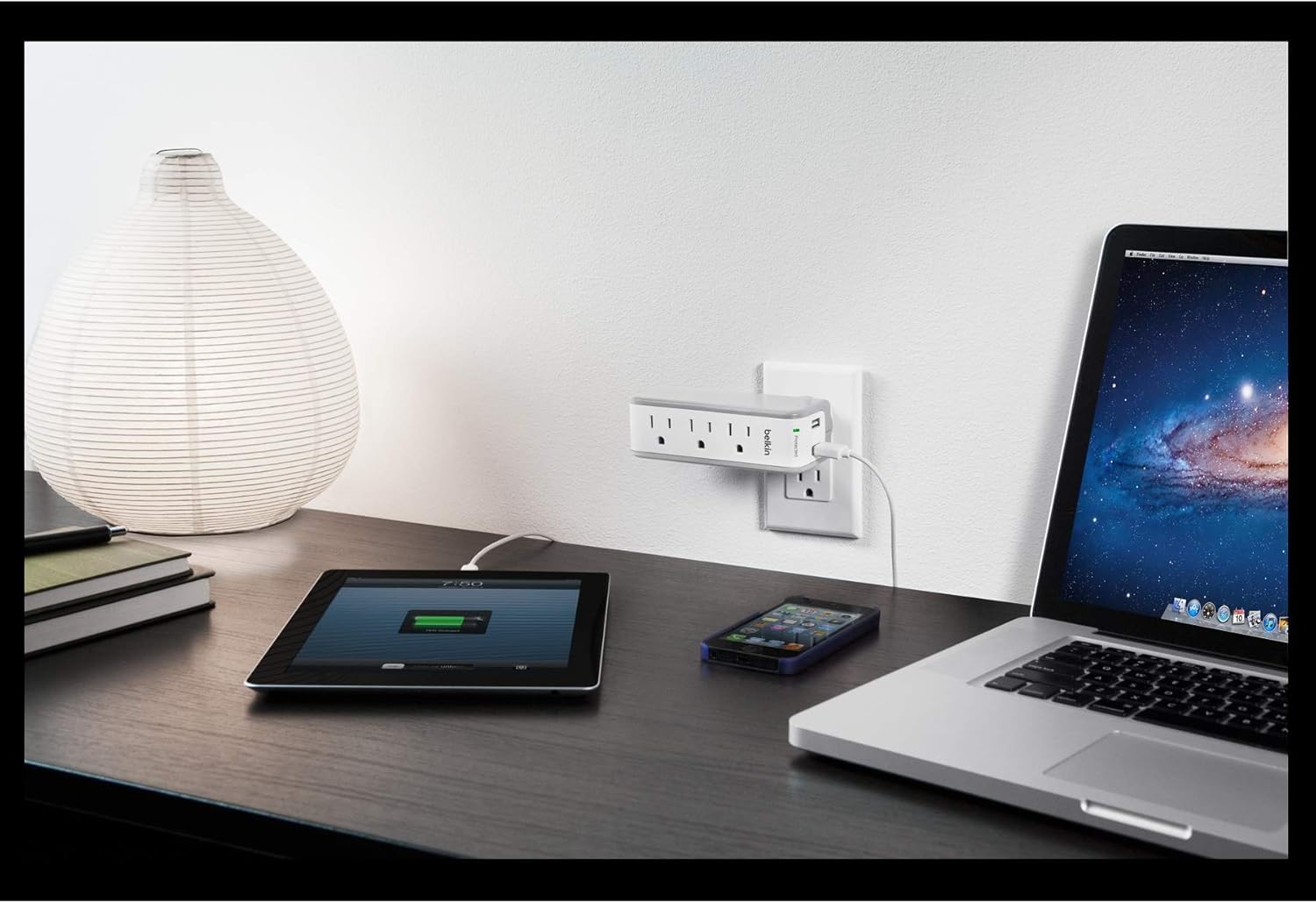 Belkin Wall Mount Surge Protector - 3 AC Multi Outlets & 2 USB Ports - Flat Rotating Plug Splitter - Wall Outlet Extender for Home, Office, Travel, Computer Desktop & Charging Brick - 918 Joules: Home Audio & Theater