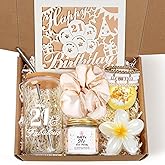 21st Birthday Gifts for Her – Unique 21 Year Old Birthday Gifts for Women, 7PCS Gift Box Set with 16oz 21 & Fabulous Coffee Cup, Candle, Bracelet, Hair Clip & Card
