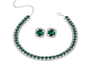 Paxuan Women Rhinestone Crystal Wedding Bridal Choker Necklace Earrings Bracelet Jewelry Sets