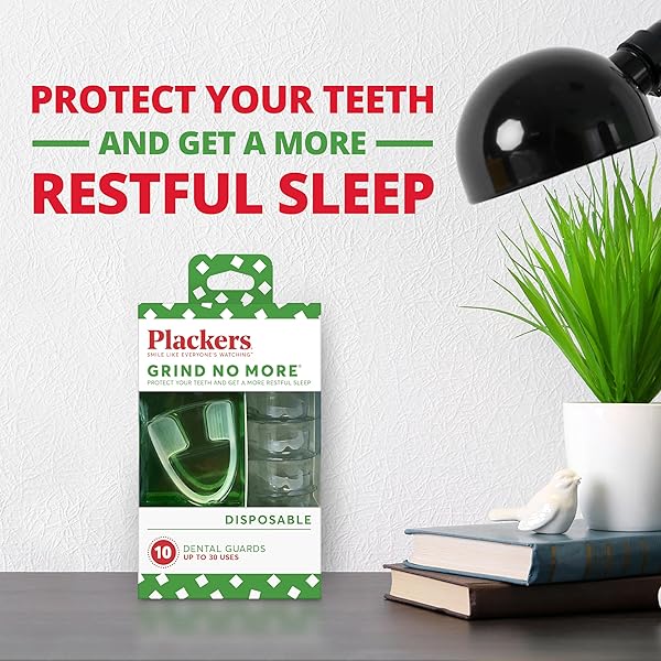 PLACKERS GRIND NO MORE NIGHT GUARD, NIGHTTIME PROTECTION FOR TEETH, BPA FREE, SLEEP WELL, READY TO WEAR, DISPOSABLE, ONE SIZE FITS ALL, 16 COUNT