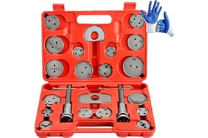 DASBET 22pcs Heavy Duty Disc Brake Caliper Tool Set and Wind Back Kit for Brake Pad Replacement (Red)