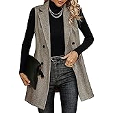 SEMATOMALA Wool Blend Long Vest for Women Sleeveless Tweed Blazer Jacket Longline Cardigan Outerwear