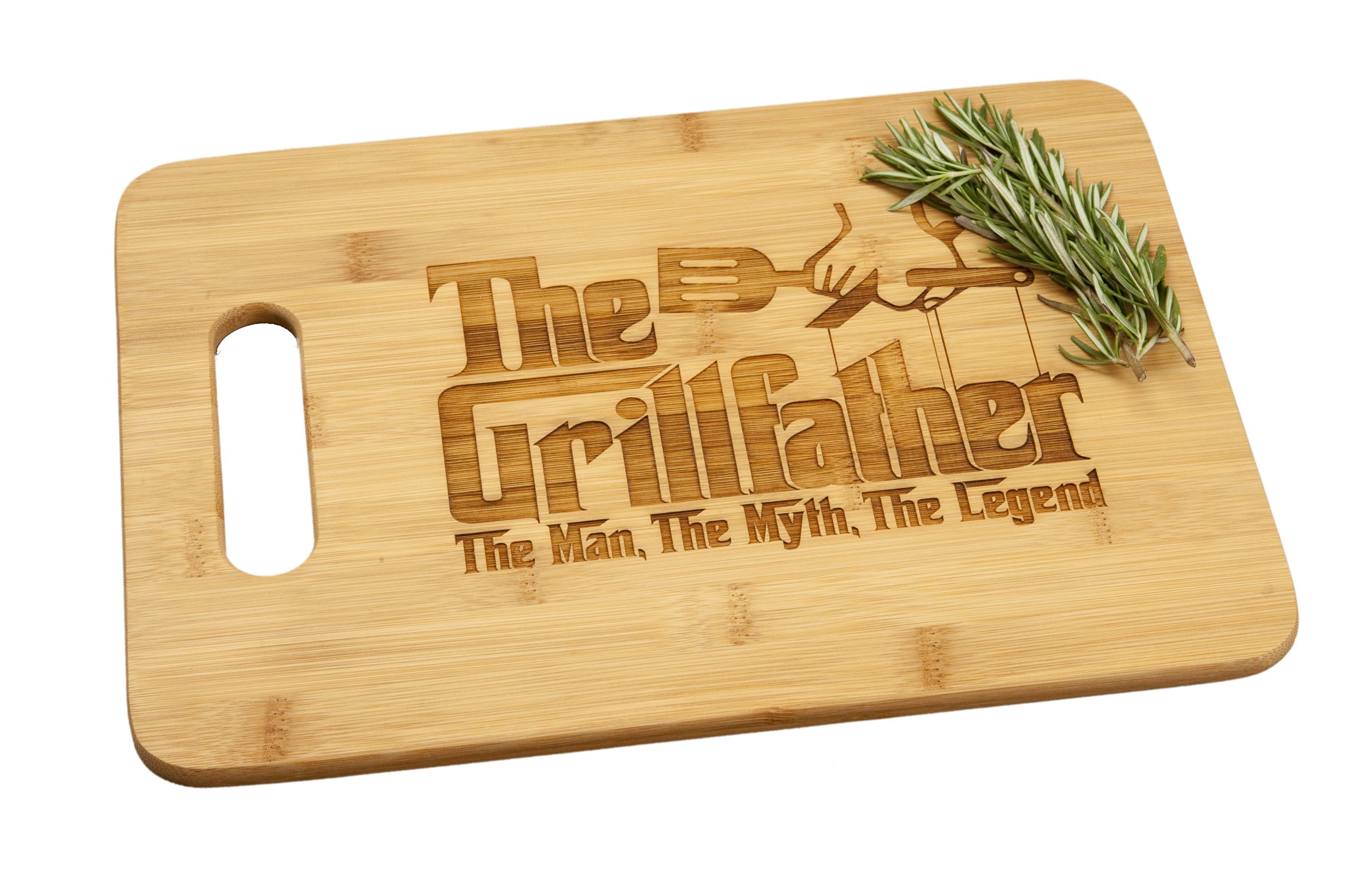 Grillfather Grill Father Engraved Bamboo Wood Cutting Board with Handle Funny Godfather Movie Gift for Birthday or Father's Day 9.5x13"
