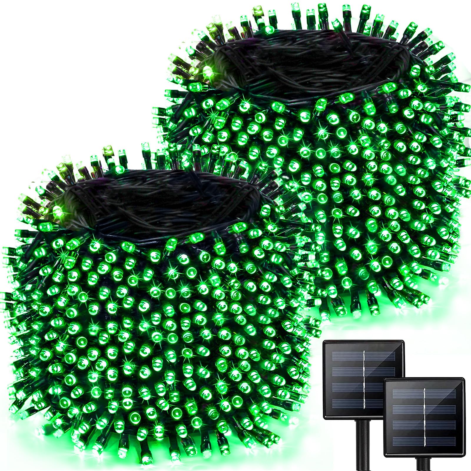 Photo 1 of 2 Pack 480 LED Solar Chrismas Lights Outdoor, 170 FT Super Long Solar String Lights for Outside with 8 Modes & Memory Function, Waterproof Twinkle Light for Xmas Tree Yard Party Decorations (Green)