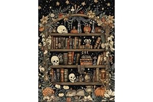 ASKKQTX Skull Diamond Art Kits for Adults, Goth Skull Bookshelf Diamond Painting Kits for Beginners, Full Drill Crystal Rhinestone Gem Diamond Art Kits Craft for Home Wall Decor 12X16 Inch