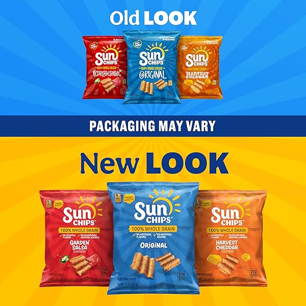 SUNCHIPS 100% WHOLE GRAIN CHIPS, VARIETY PACK, 1 OZ BAGS, PACK OF 40, NO ARTIFICIAL FLAVORS, COLORS