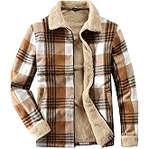 Fozexi Women's Sherpa Lined Jackets Sherpa Turn-Down Collar Full Zip Fleece Flannel Jacket for Women Trendy