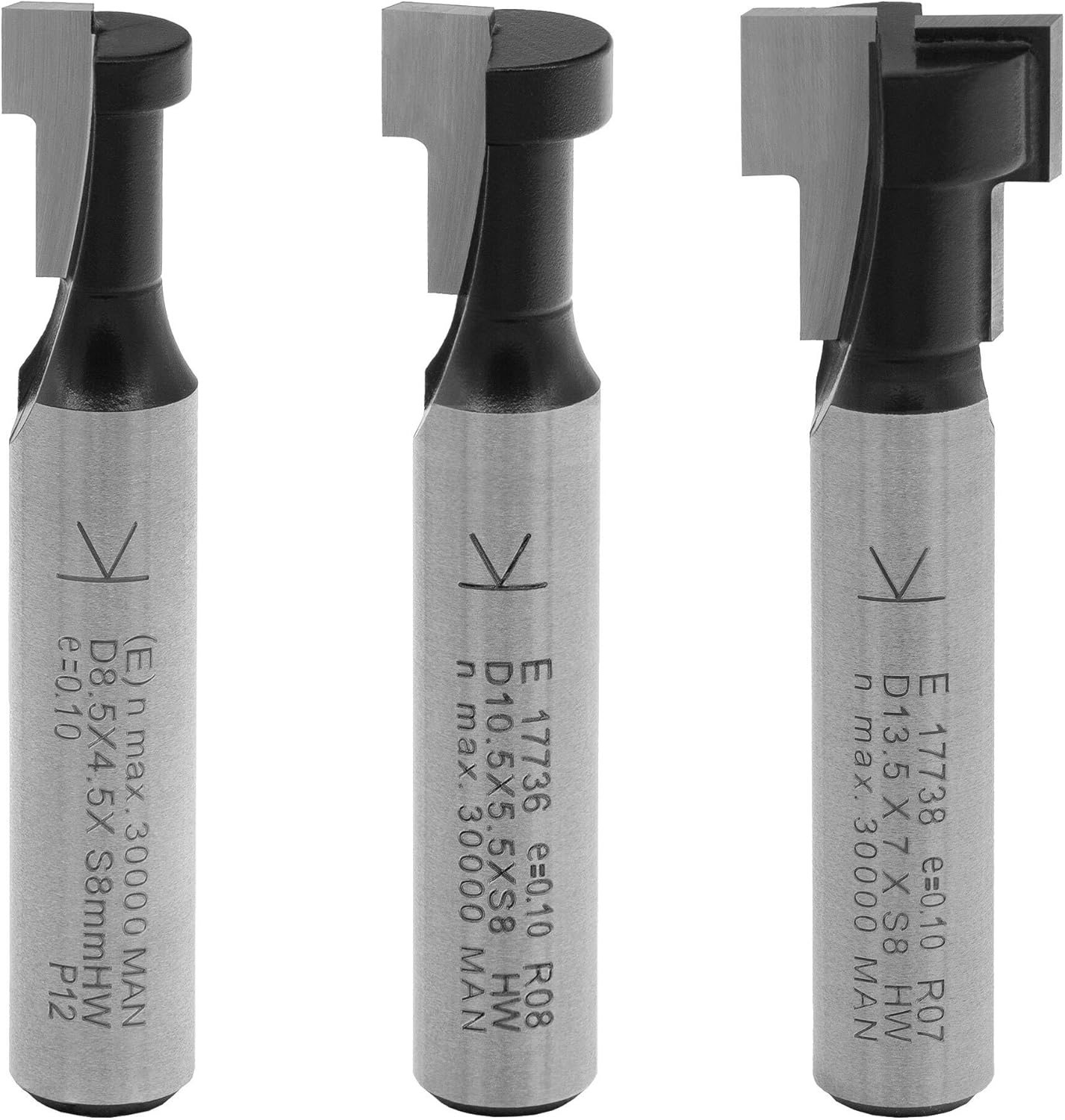 ENT 09055 5-Piece T-Slot Router bits M5, M6, M8, M10 and M12 Cutter, 8mm Shaft, in Hard Metal - Image 3