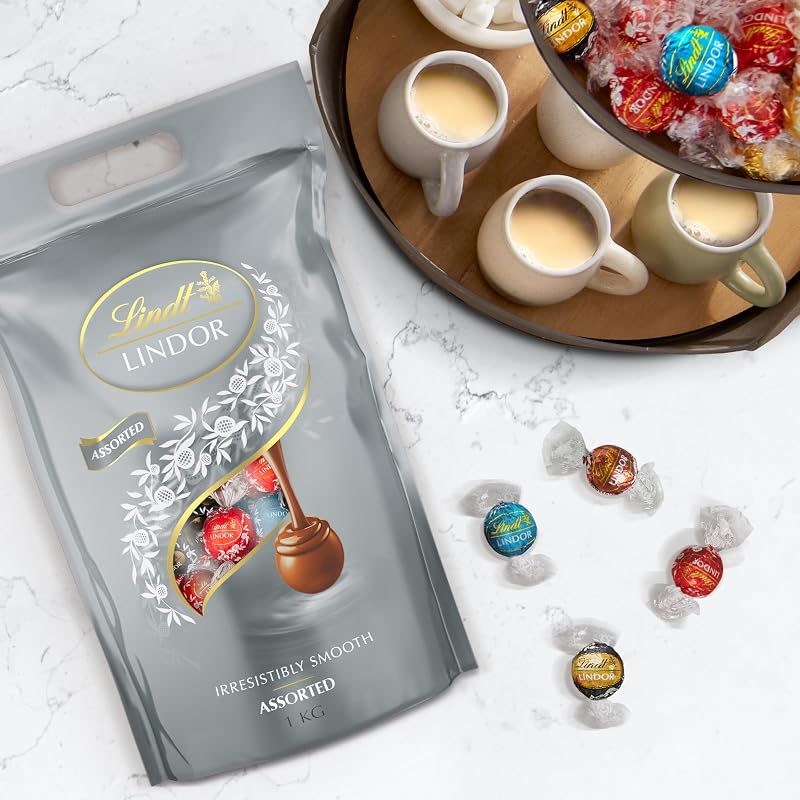 Schokolade | LINDOR Kugeln Silber Mischung, 1kg Beutel, Großpackung