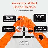 5 STARS UNITED Bed Sheet Holder Corner Straps 4 pcs Black Elastic Clips view 3