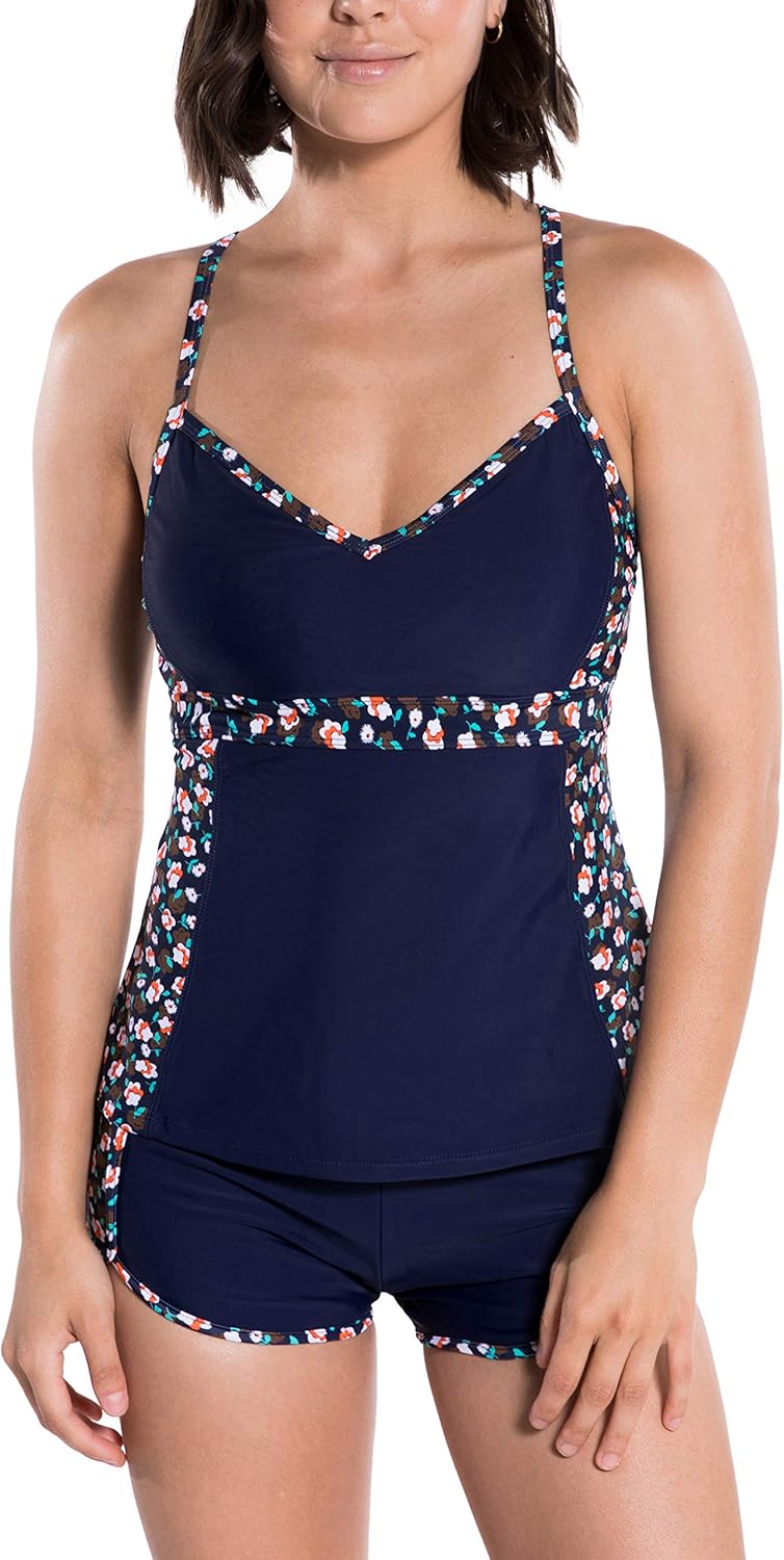 ToBeInStyle Women's Printed Side Panel Tankini Top & Matching Board