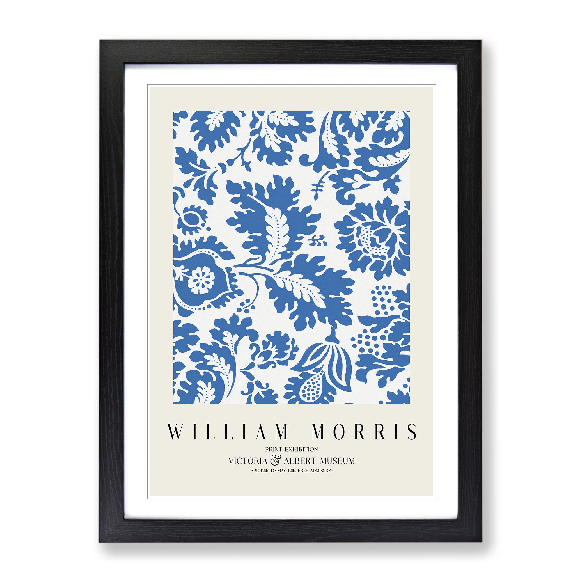 Venetian Pattern By William Morris Classic Painting Framed Wall Art Print, Ready to Hang Picture for Living Room Bedroom Home Office Décor, Black A3 (34 x 46 cm)