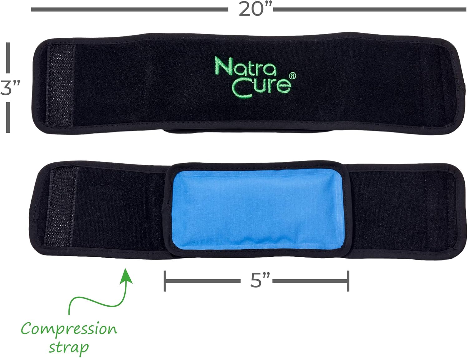 NatraCure Cold Therapy Wrap w/ 20" Strap - 2 Pack (Small Reusable Gel Ice Pack Compress for Injuries and Pain Relief, Hand, Arch of Foot, Wrist, Elbow, Arthritis, Neuropathy) - 715-20 CAT2PK: Health & Personal Care