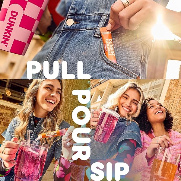 DUNKIN’ REFRESHERS SINGLES TO GO! ZERO SUGAR POWDERED DRINK MIX, 40 CT VARIETY PACK, ENERGY FROM GREEN TEA, ASPARTAME-FREE, NO SYNTHETIC COLORS, 40 SINGLE-SERVE PACKETS, JUST ADD WATER