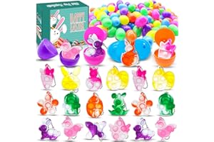 BICMAN 28Pcs Easter Theme Mini Pop Keychain Fidget Sensory Toys with Easter Eggs Inside, Easter Basket Stuffers Gifts for Kids Boys Girls Toddlers, Easter Gifts Bulk, Party Favors, Classroom Prize Fillers