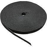 Saisn Reusable Fastening Tape Cable Ties 3/4-Inch Double Side Hook Loop Strap Roll (25 Yard, Black)