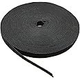 Saisn Reusable Fastening Tape Cable Ties 3/4 Inch Double Side Hook Roll (25 Yard, Black)