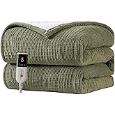 Texciting Heated Blanket Electric Blanket Throw 50''X60''-Heating Throw with 9 Heat Settings-2-10 Hours Auto Off,ETL Certified,Machine Washable (Gray Green)