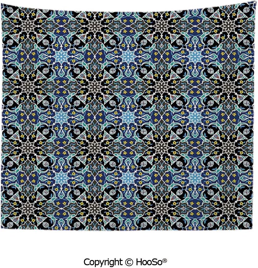 Durable Washable and Reusable tapestry wall hanging carpet 59x40in,Bohemian Eastern Arabic Pattern with Interlacing Lines Historical Roman Influences,Royal Blue Comfy and No Strange Odor home decor