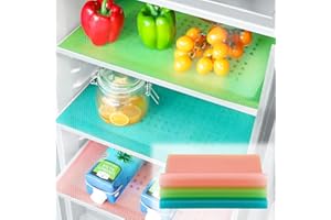 6 Pcs Refrigerator Liners, Fridge Liner and Mats Washable, Refrigerator Shelf Liners for Shelves, 3 Color Mixed