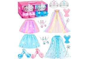 DISHIO Princess Dress Up Shoes & Jewelry Boutique Girls Dress Up Shoes for Pretend Play Clothes Accessories with Peach Ice Theme Costumes for Toddler Little Girls Age 3 4 5 6 Birthday Gifts