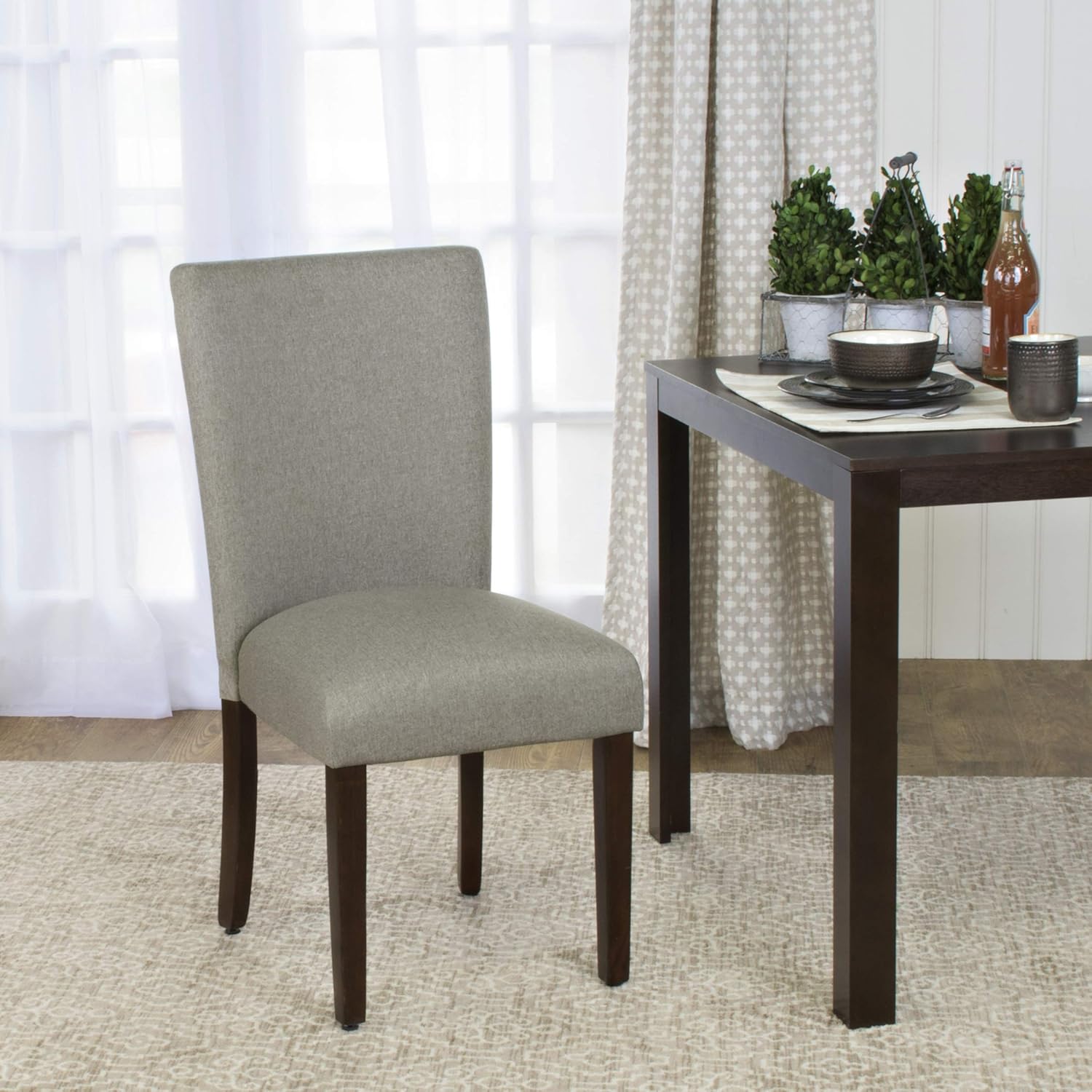 HomePop Parsons Classic Upholstered Accent Dining Chair, Single Pack, Light Grey: Furniture & Decor