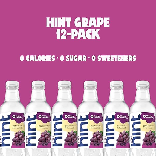 HINT GRAPE WATER, INFUSED WITH GRAPE FLAVOR, ZERO CALORIES & SWEETENERS, 16 FL OZ 12 PACK