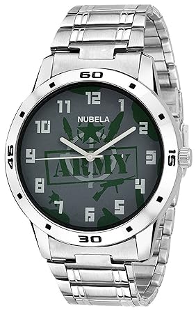 Quartz Movement Analogue Multicolour Army Dial Classic Steel Belt Mens Watch - 321