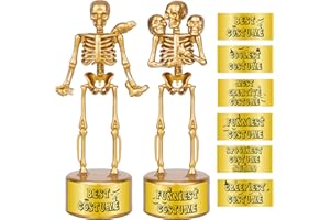 AORZIT Halloween Trophy 2 Pack Best Costume Skeleton Trophies for Kids Adults, Halloween Skeleton Funny Trophy Plastic Tropies for Contest Awards, Halloween Party Prizes for Adults Party Supplies