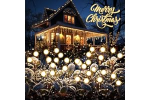 NESSTU Solar Christmas Garden Lights Decoration: 4 Pack Solar Lights Outdoor Waterproof, 8 LED Solar Firefly Lights, Flexibility Swaying Outdoor Lights for Yard Pathway Patio Landscape Decor,Warm White